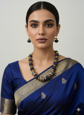 Semi-Precious Blue Jade Stone Watermelon Shaped Beaded Necklace Set For Women